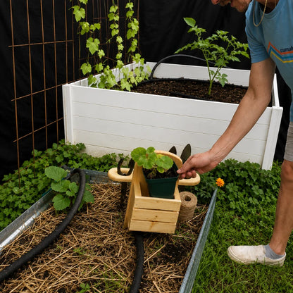 Handmade Wooden Garden Caddy with Ground Stakes