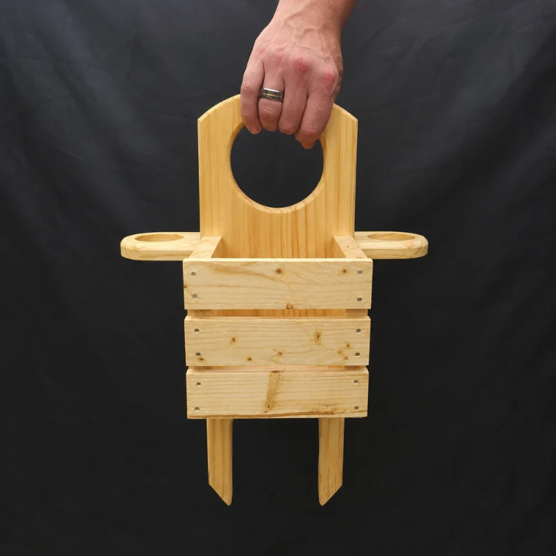 Handmade Wooden Garden Caddy with Ground Stakes